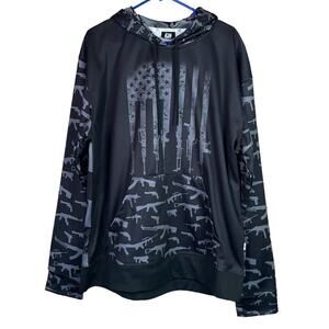 NEW Greater Half We The People Hoodie Pullover Gray Guns Flag Size 2XL